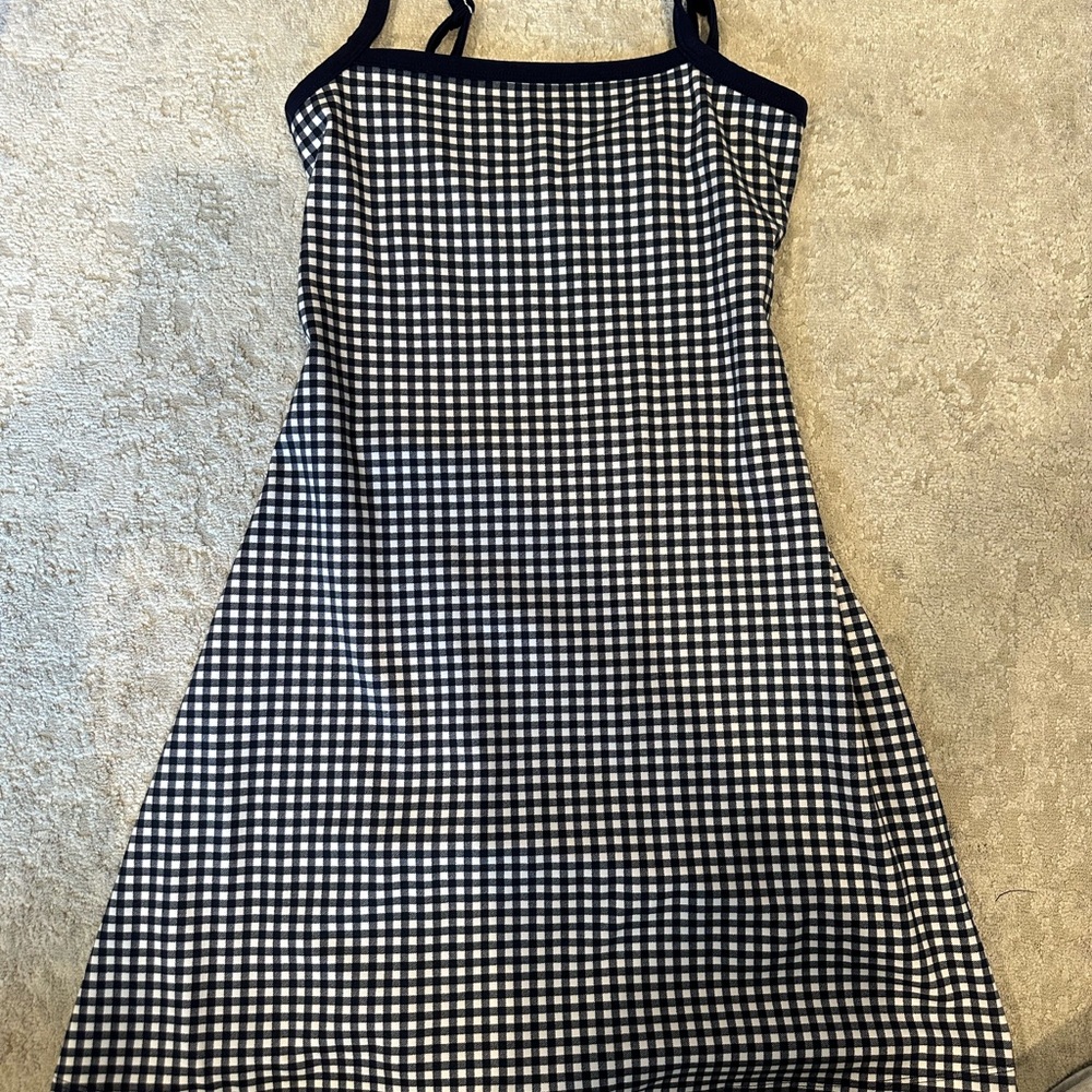 XS Athletic Gingham Cutout Dress — Black/White Check